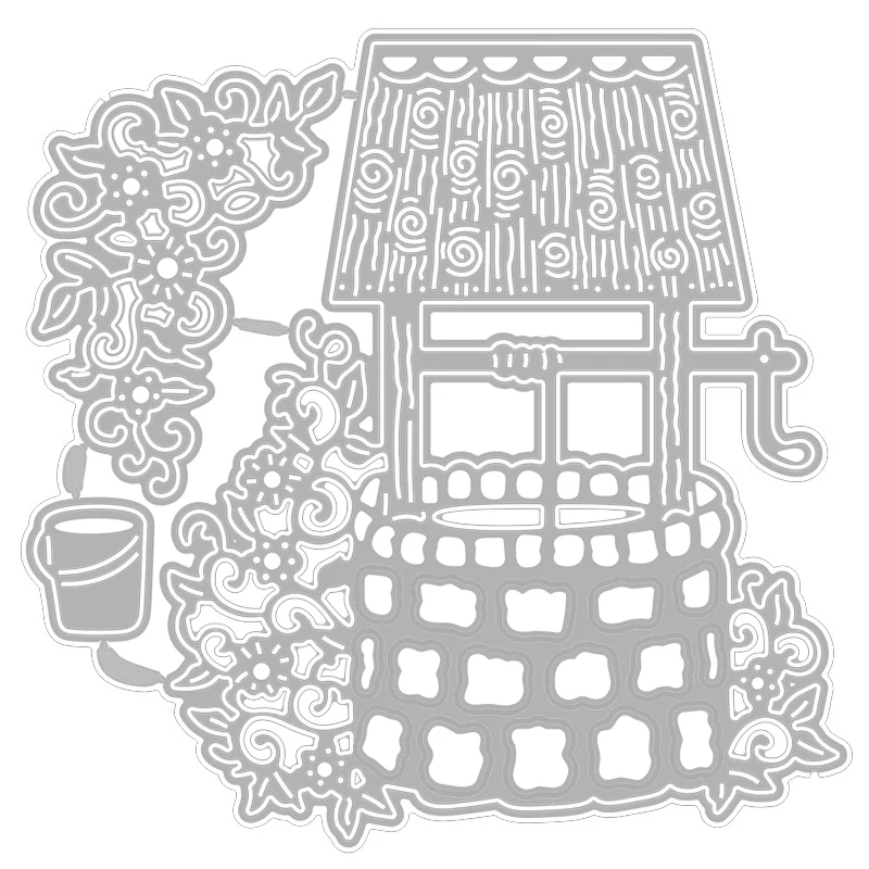 

2020 New Well Landscape Metal Cutting Dies Flowers and Leaves Die Paper Cut Scrapbooking For Crafts Card Making No Stamps Sets