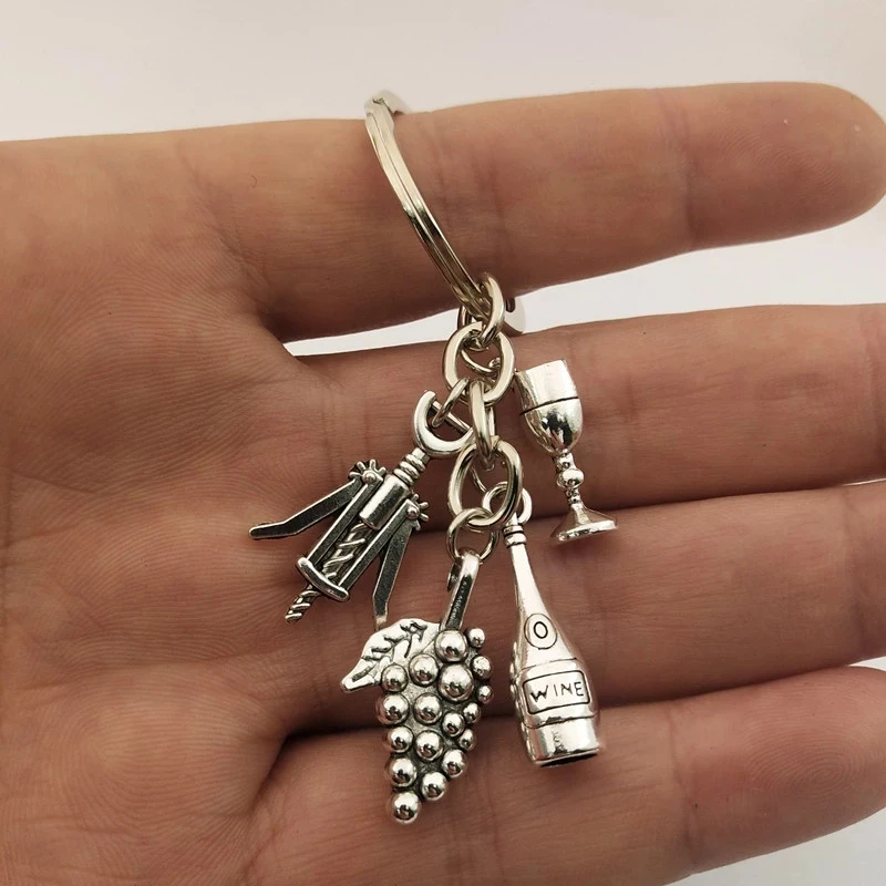 

Europe And America Cocktail Grape Wine Bottle Opener Goblet Grape Wine Key Chain Bar Keychain