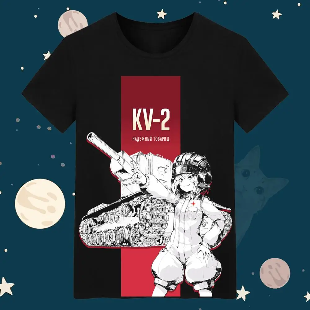 

TV Animation GIRLS und PANZER Tshirt Printed Game Anime Tshirt Casual Summer Autumn White Black Blouse