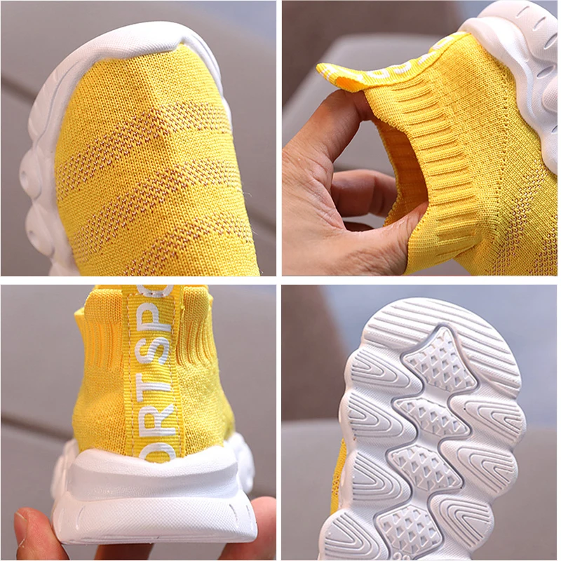 

Spring Autumn Children LED Shoes Fashion Boys Girls Knit Sock Shoes Kid Sneakers Breathable Mesh Boots Soft Non-slip Sport Shoes