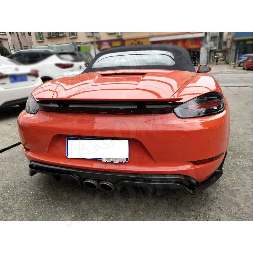 Рассеиватель задней губы из углеродного волокна, спойлер, пригодный для Porsche 718 Cayman Boxster Base S Coupe Защита бампера автомобиля