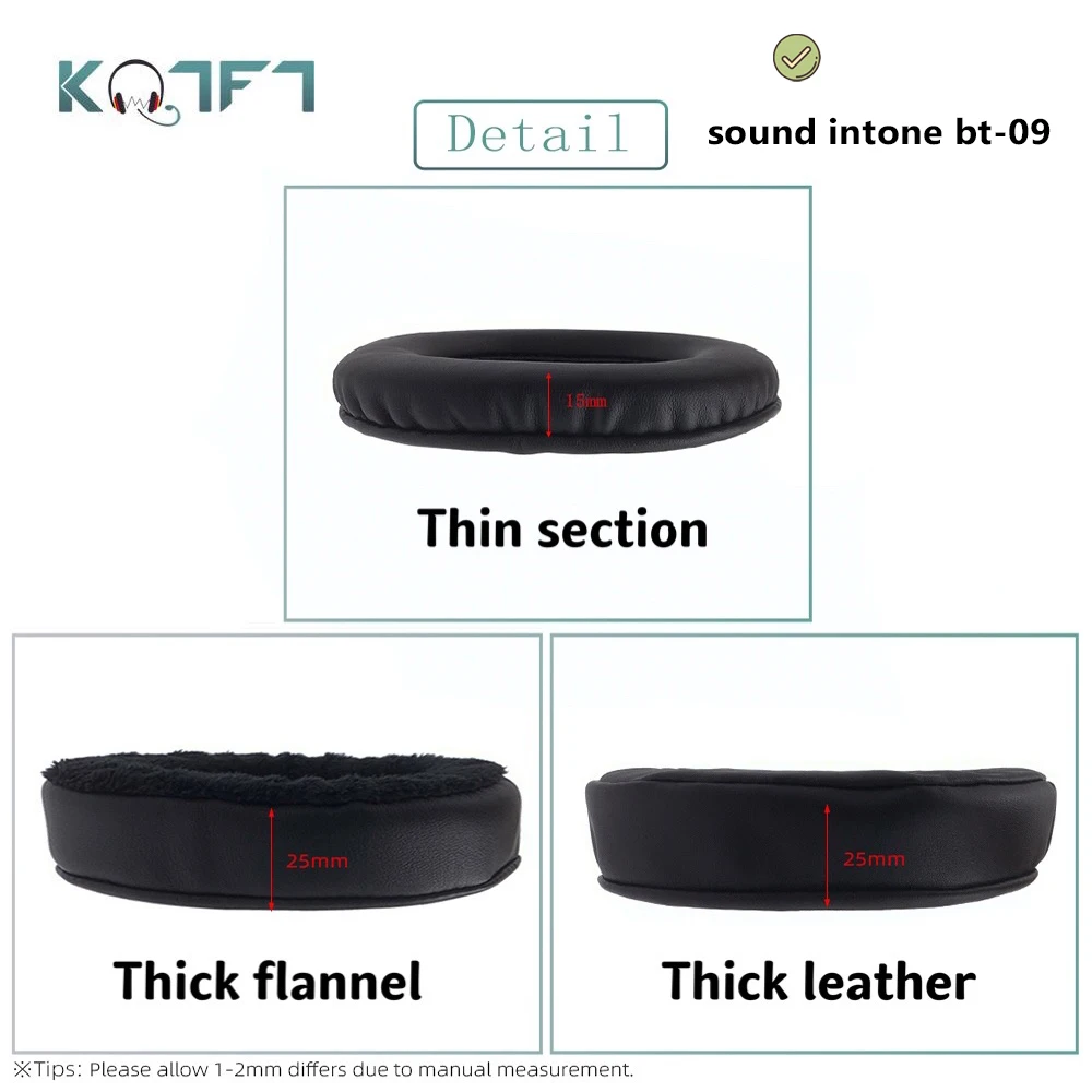 

KQTFT 1 Pair of Replacement Velvet leather EarPads for sound intone bt-09 Headset Ear pads Earmuff Cover Cushion Cups