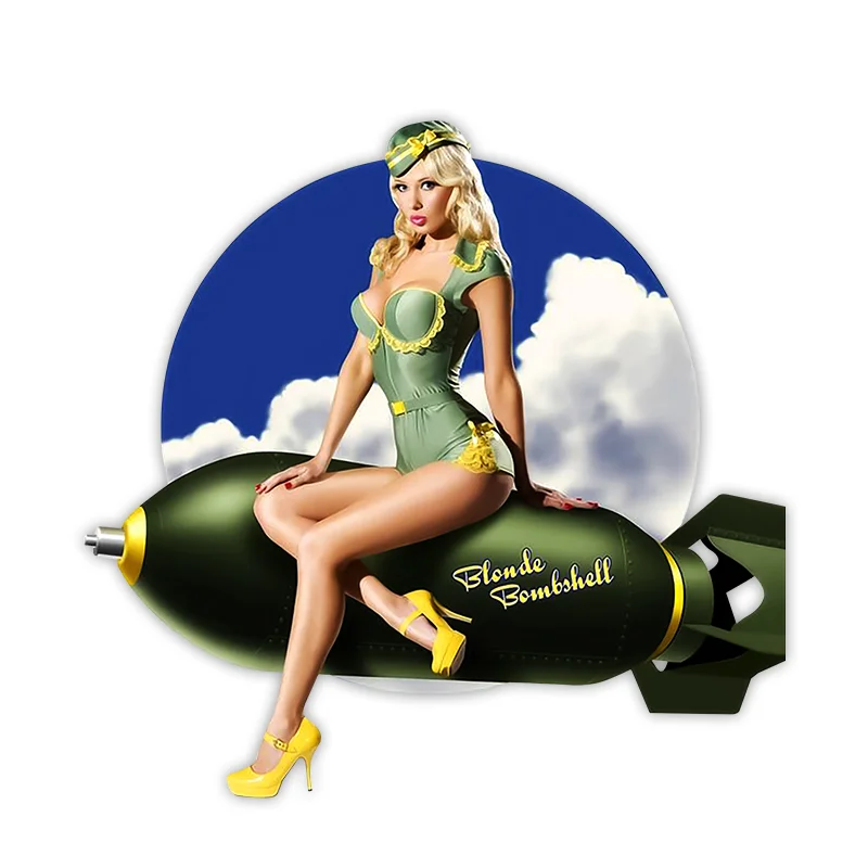 

Pin Up Girl Missile Car Sticker and Decal Vintage Sexy Window for Bumper Laptop Truck Waterproof Car Accessories KK13*13cm
