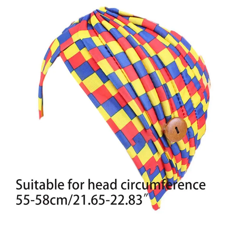 

Women Headscarf India Hat with Wooden Button Mouth Mask Holer Rainbow Stripes Twist Anti-Tight Ears Beanies Turban Cap
