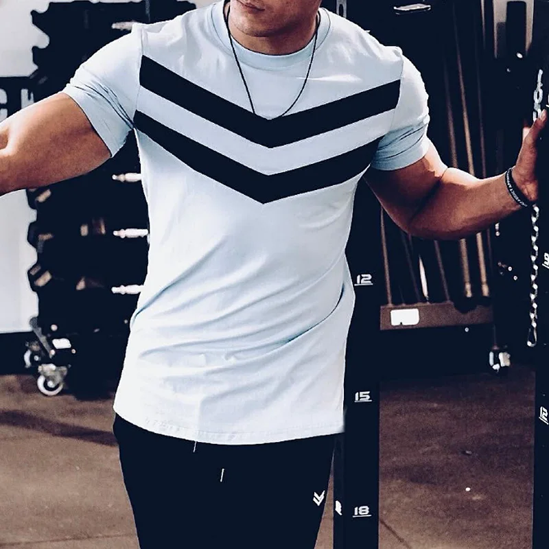 Мужская Летняя модная футболка для фитнеса уличная спортивная бега скалолазания