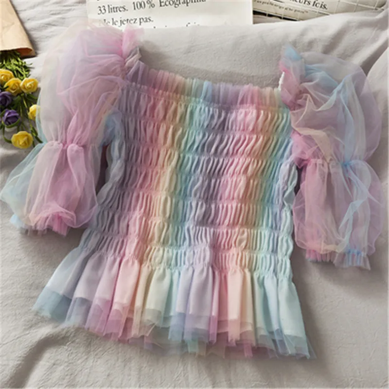 Женская кружевная блузка в стиле Харадзюку элегантная винтажная Готическая с