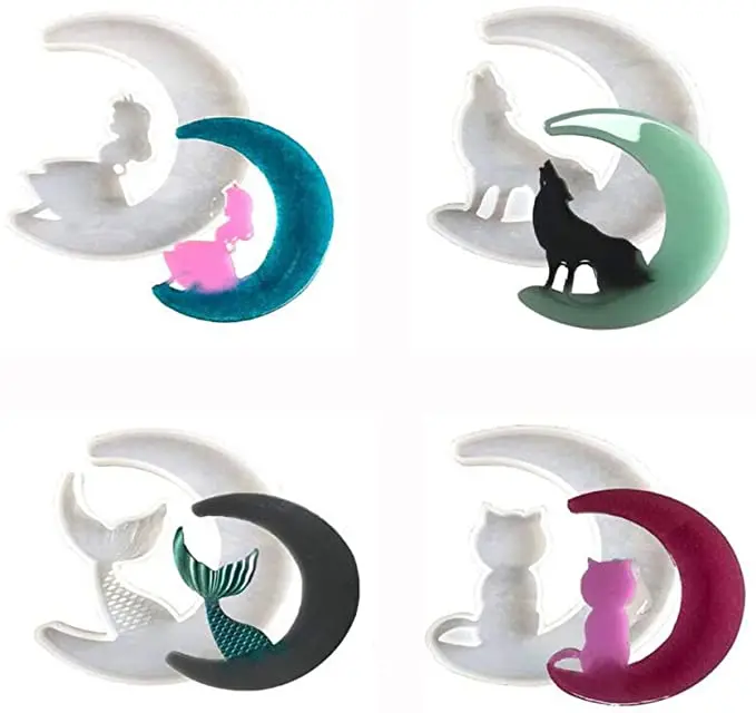 4 шт. силиконовые формы в виде полумесяца волк кошка феи рыбьего хвоста | Дом и сад