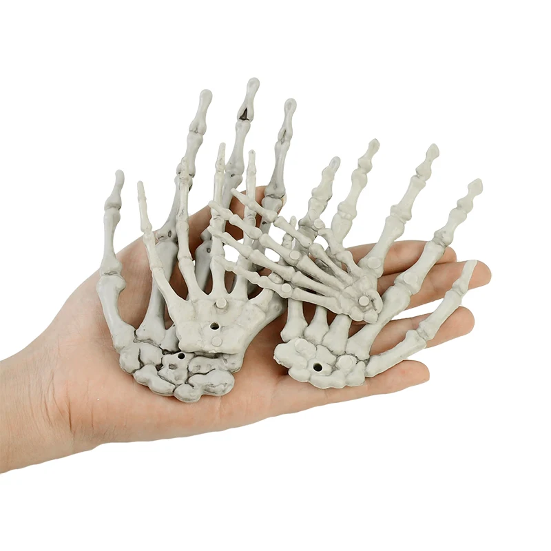 

1pair Halloween Decorations Realistic Life Size Skeleton Hands Fake Human Hand Bone for Haunted House Decoration Scary Props
