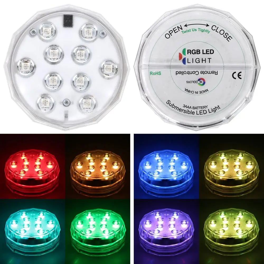 10 светодиодный пульт дистанционного управления RGB погружной светильник