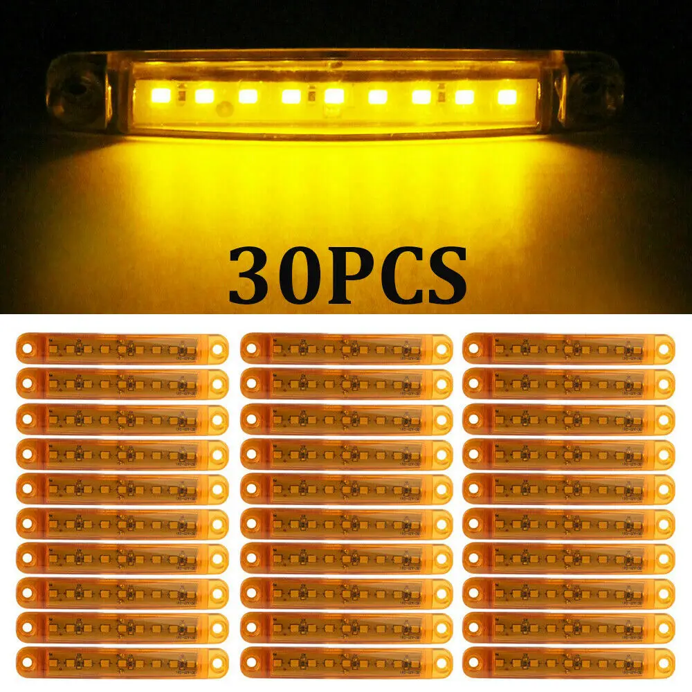 

W/ Screws Side Marker Lights Waterproof 30pcs set 9-LED DC 12-24V Lamp Lorry