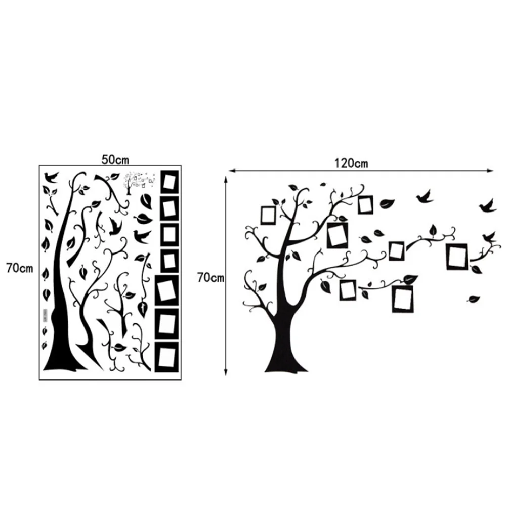 Черные 3D DIY Семейные фото дерево ПВХ настенные наклейки самоклеющиеся росписи
