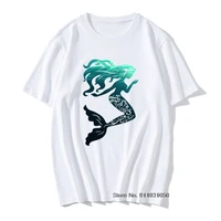 blue light family t shirt mermaid rising to the surface casual tee shirt 100 cotton short sleeve vintageable t shirt man