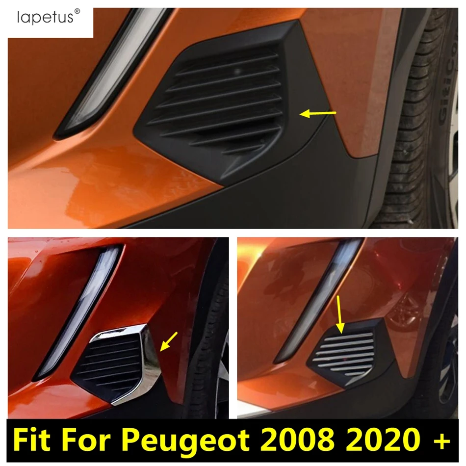 

Front Bumper Grill Grille Fog Lights Lamps Eyelid Strip Decor Cover Trim Stainless Steel Accessories For Peugeot 2008 2020 2021