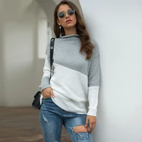 2021 autumnwinter new womens half turtleneck striped pullover sweater female fashion loose knitwear lady long sleeve thick top