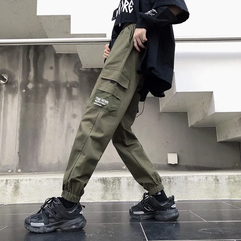 

Korean Spring Autumn New Cargo Pants Women and Men Loose BF Plus Size Versatile Fashion Harem Pants Casual Pants Baggy Hip Hop
