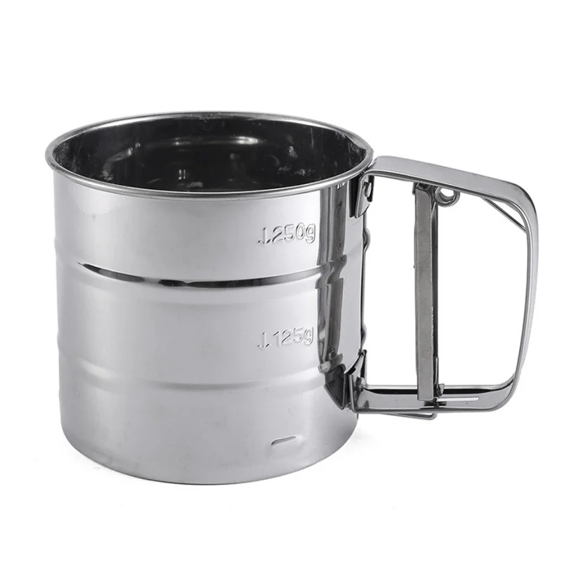 

Semi Automatic Handheld Flour Sieve Cup Powder Flour Mesh Baking Icing Sugar Mesh Sieve Stainless Steel Baking Sifters Shakers