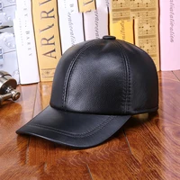 men women real cowhide leather earlap caps male female fall winter 100 real cow leather hats new casual outdoor baseball cap