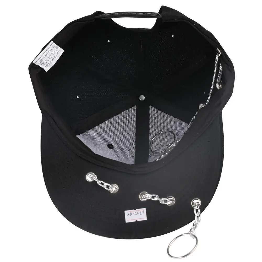 Железные кольца-цепочки Gorras хип-хоп кепки бейсболки мужские Регулируемые повседневные однотонные унисекс шапки Дети панк рок стиль пирсинг Tide шляпа