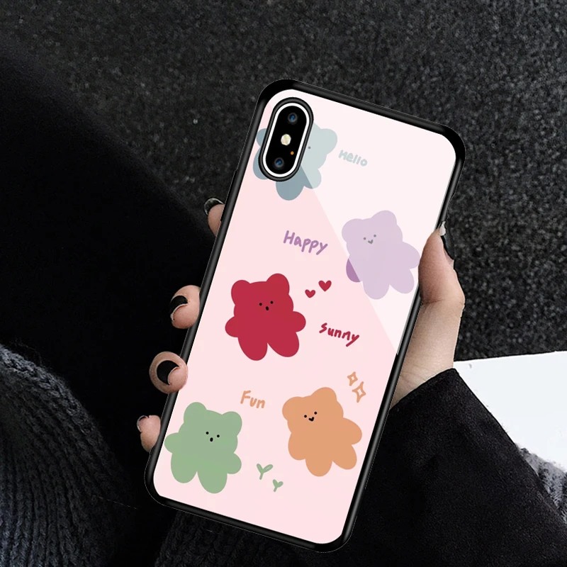 GYKZ милый мультяшный медведь Пингвин стеклянный чехол для телефона iphone X 11 Pro XS MAX XR