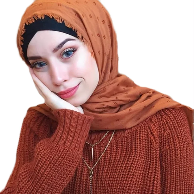 

High Quality Long Cotton Scarves Hijabs For Women Plain Color Head Shawl For Islamic Muslim Head Wrap