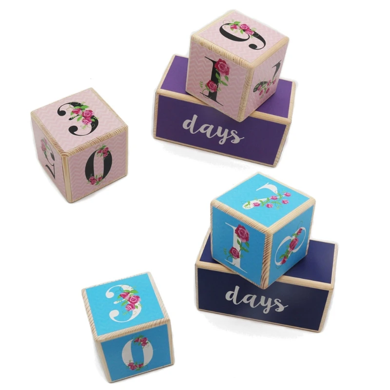 

Wooden Baby Age Milestone Blocks Keepsake Baby Photo Prop Baby Educational Toy
