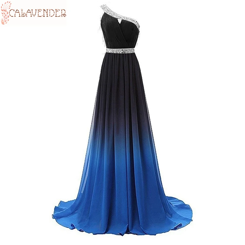 

Шифоновые платья на одно плечо, трапециевидного силуэта, с эффектом омбре, платья для выпускного вечера, украшенные кристаллами, подружки невесты, скромные платья для подружки невесты