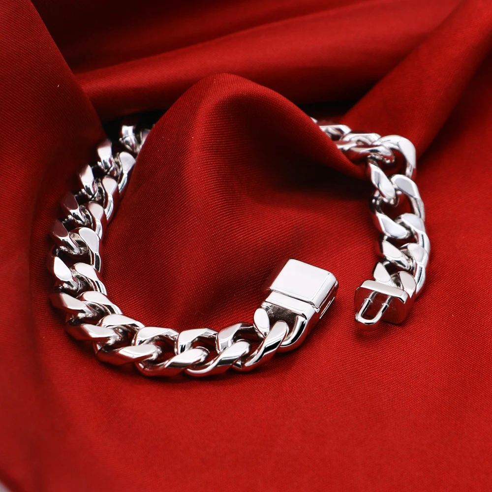 Браслеты-цепочки мужские из серебра 925 пробы с кубинской волной | Украшения и