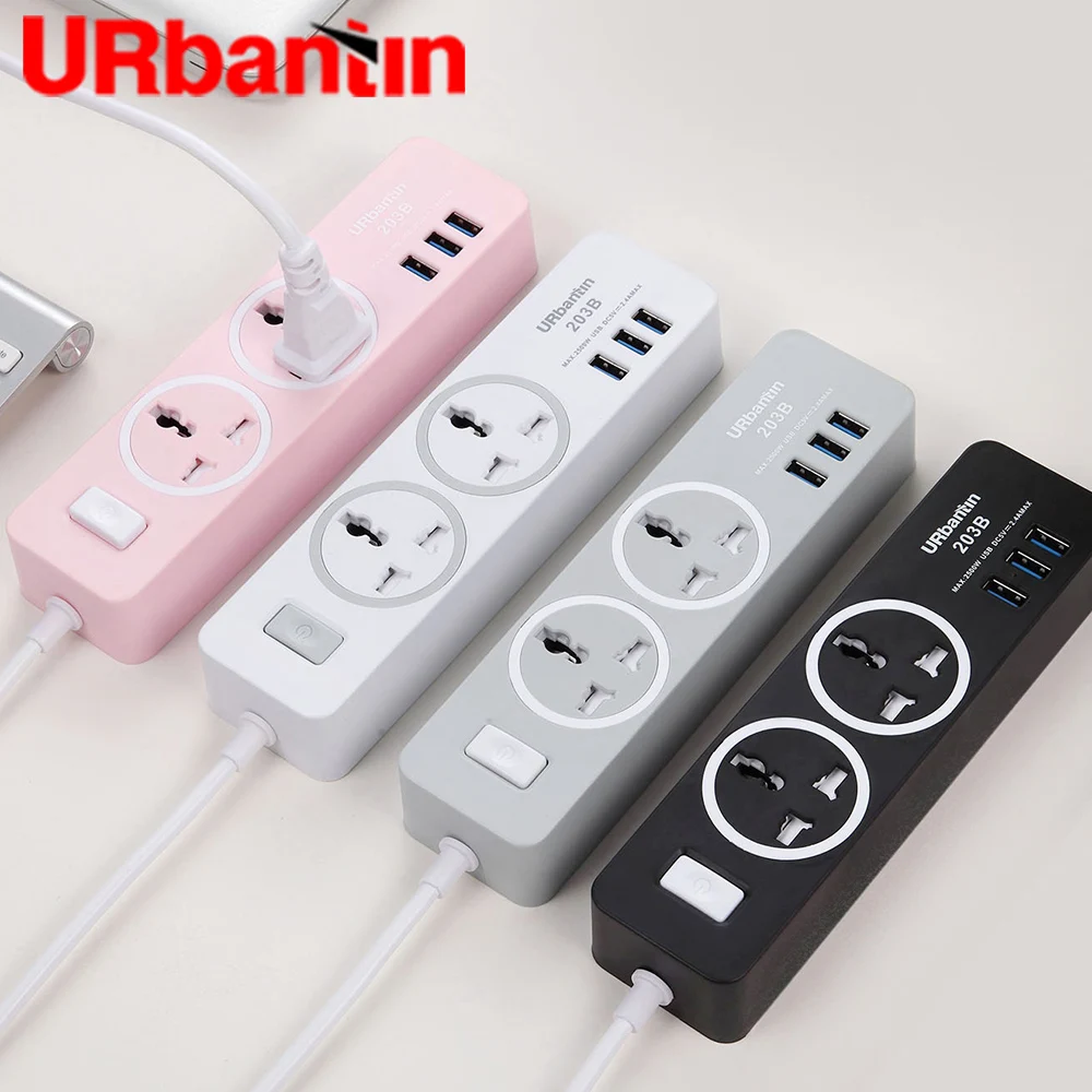 Urbantin 2AC& 3 USB общий переключатель сетевой шнур USB розетка Смарт гнездо для шнура удлинителя Универсальная Розетка с вилкой Великобритании
