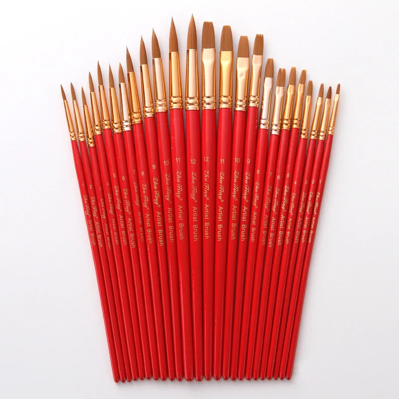 

12Pcs Watercolor Paint Brushes Set Nylon Hair Painting Brush Variety Style Short Rod Oil Acrylic Painting Brush Pen Art Supplies
