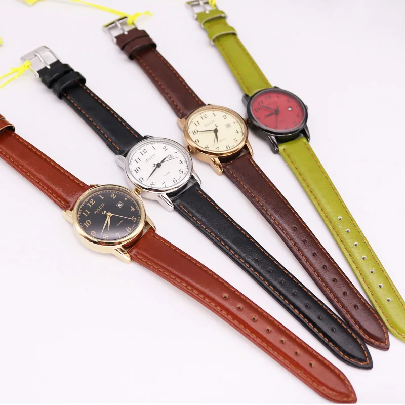 Top Julius Women's Watch Japan Quartz Hours Auto Date Fine Fashion Woman Clock Real Leather Strap Girl's Retro Birthday Gift Box |