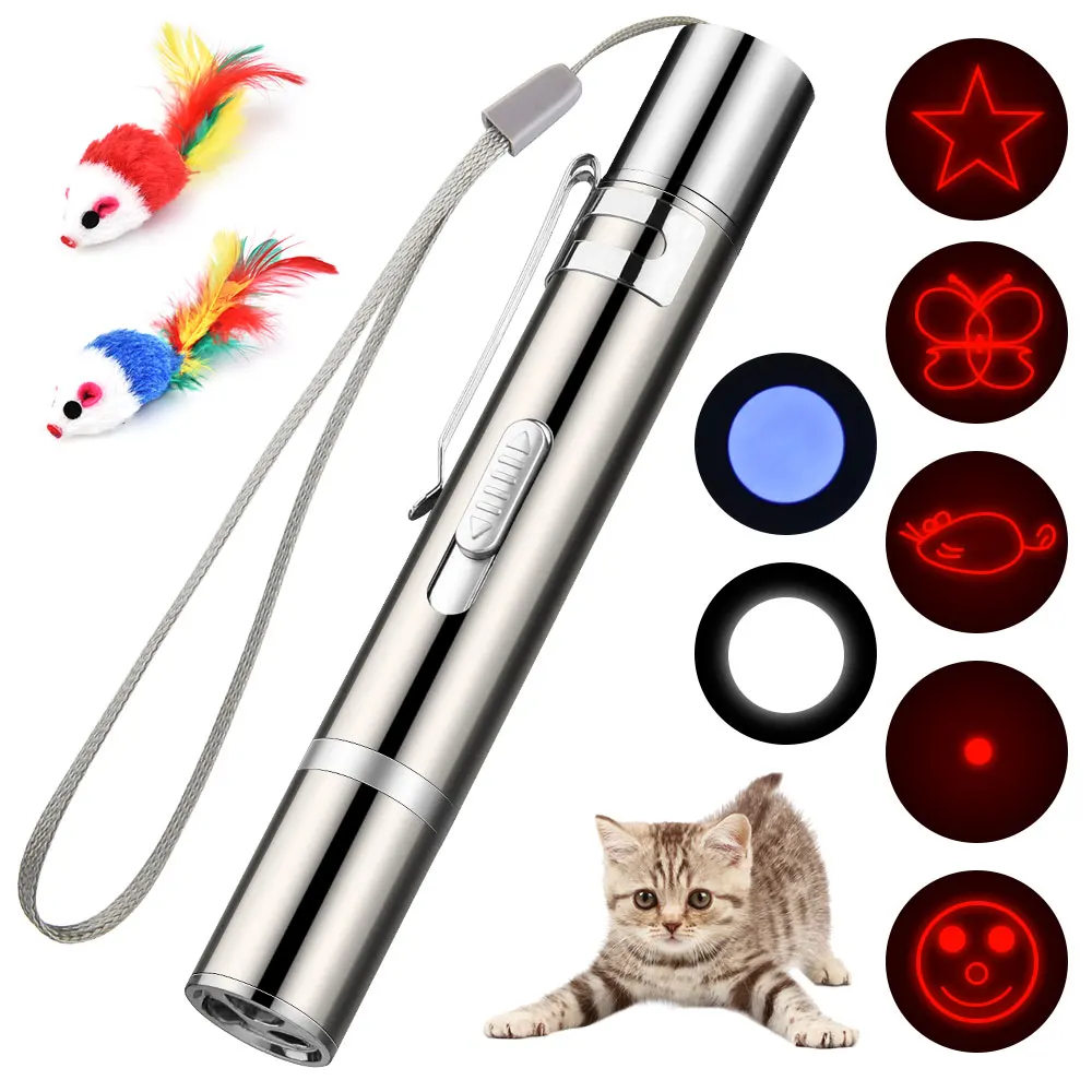 

3 в 1 USB перезаряжаемая забавная игрушка для кошек, мини-вспышка, лазерная светодиодная ручка светильник ильник для кошек, стрелки, быстрая до...