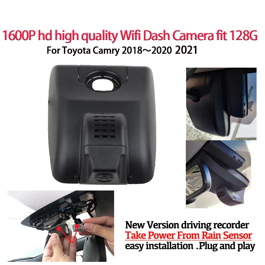 

NEW ! hd 1600P Car DVR Wifi Dash Camera Video Recorder Dash Cam Front Camera Easy Installation For Toyota Camry 2018 2019 2020