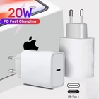 Зарядное устройство USB PD для iPhone 12, 20 Вт, вилка EUUS, стандартное зарядное устройство, кабель USB C для передачи данных, зарядное устройство, провод для зарядного устройства iphone13 gan