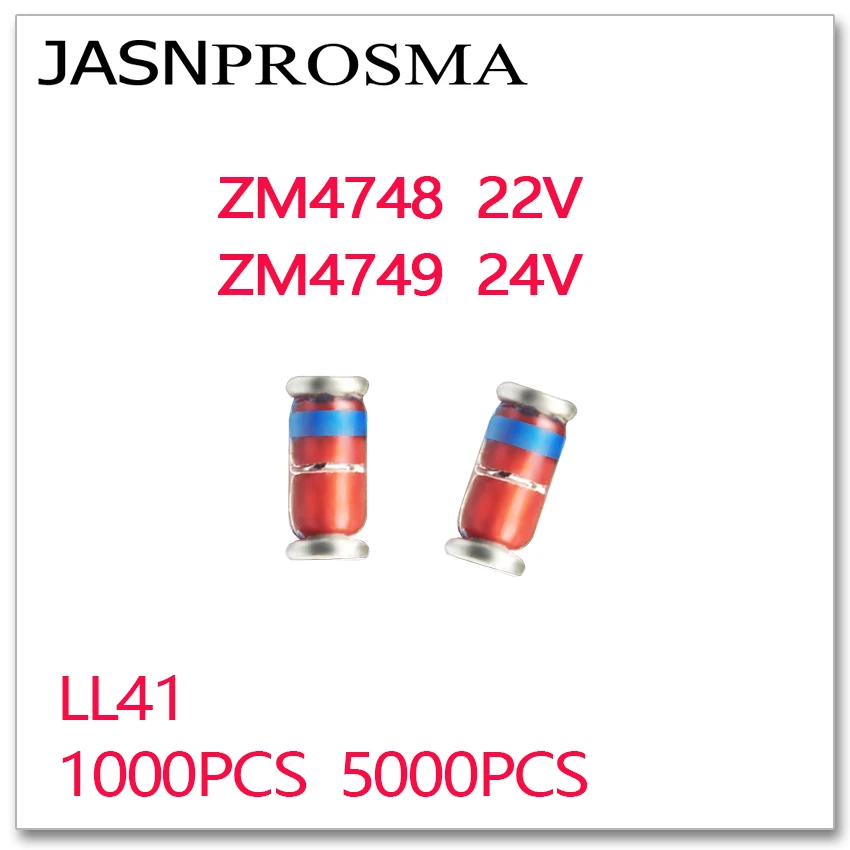 JASNPROSMA 1000 шт 5000 ZM4748 ZM4749 22V 24V LL41 1W ZM4748A ZM4749A 4748 4749 zener 1N4748 1N4749 IN4748 IN4749 | Электроника
