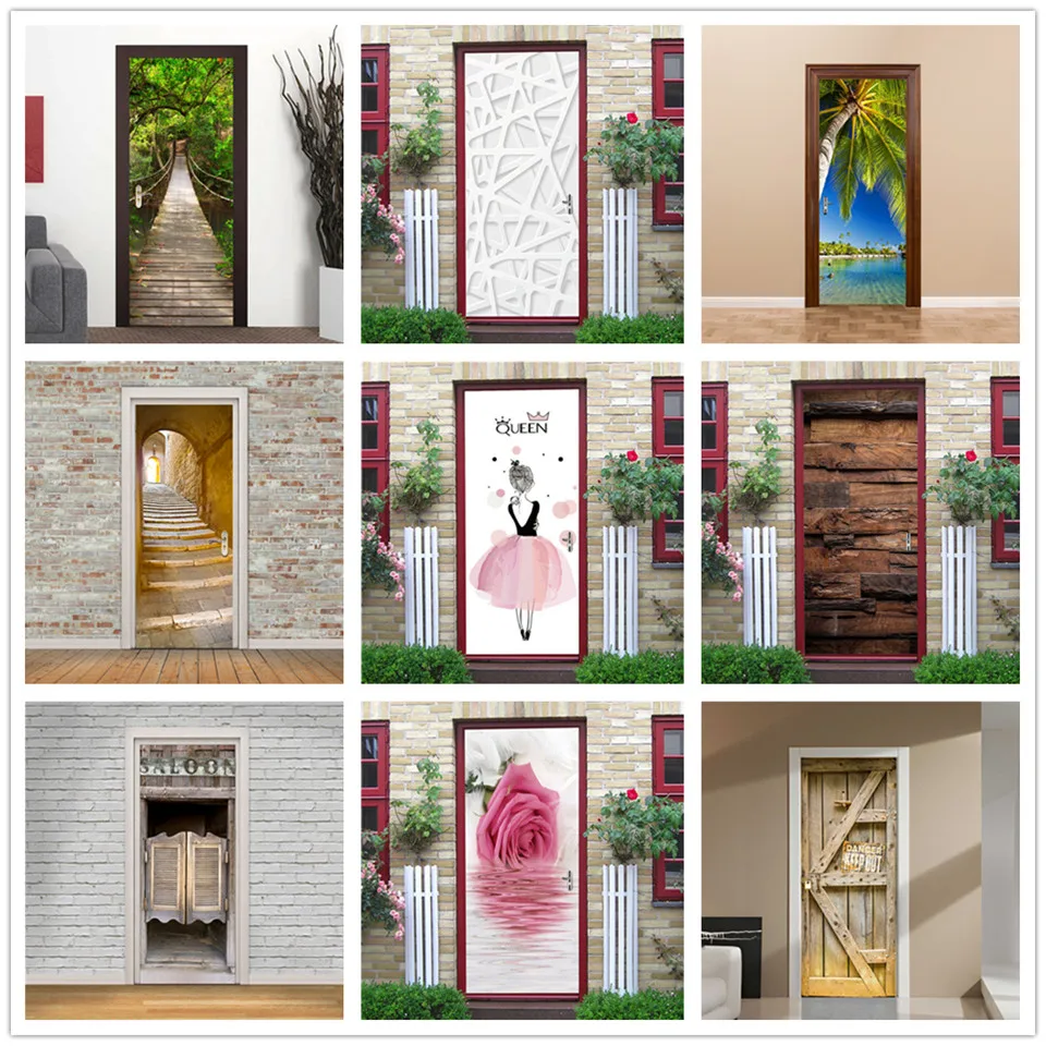 95*215 см дверные обои пилинг и палочка виниловые Съемные водостойкие для домашнего