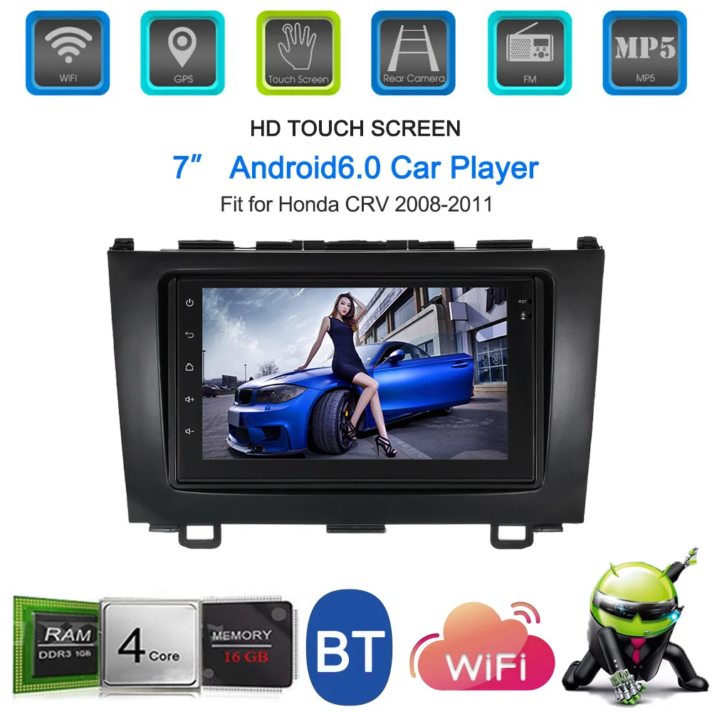 Автомагнитола 2 Din 7 дюймов Android 6 0 GPS навигация BT Wi Fi AM/FM подходит для Honda CRV 2008