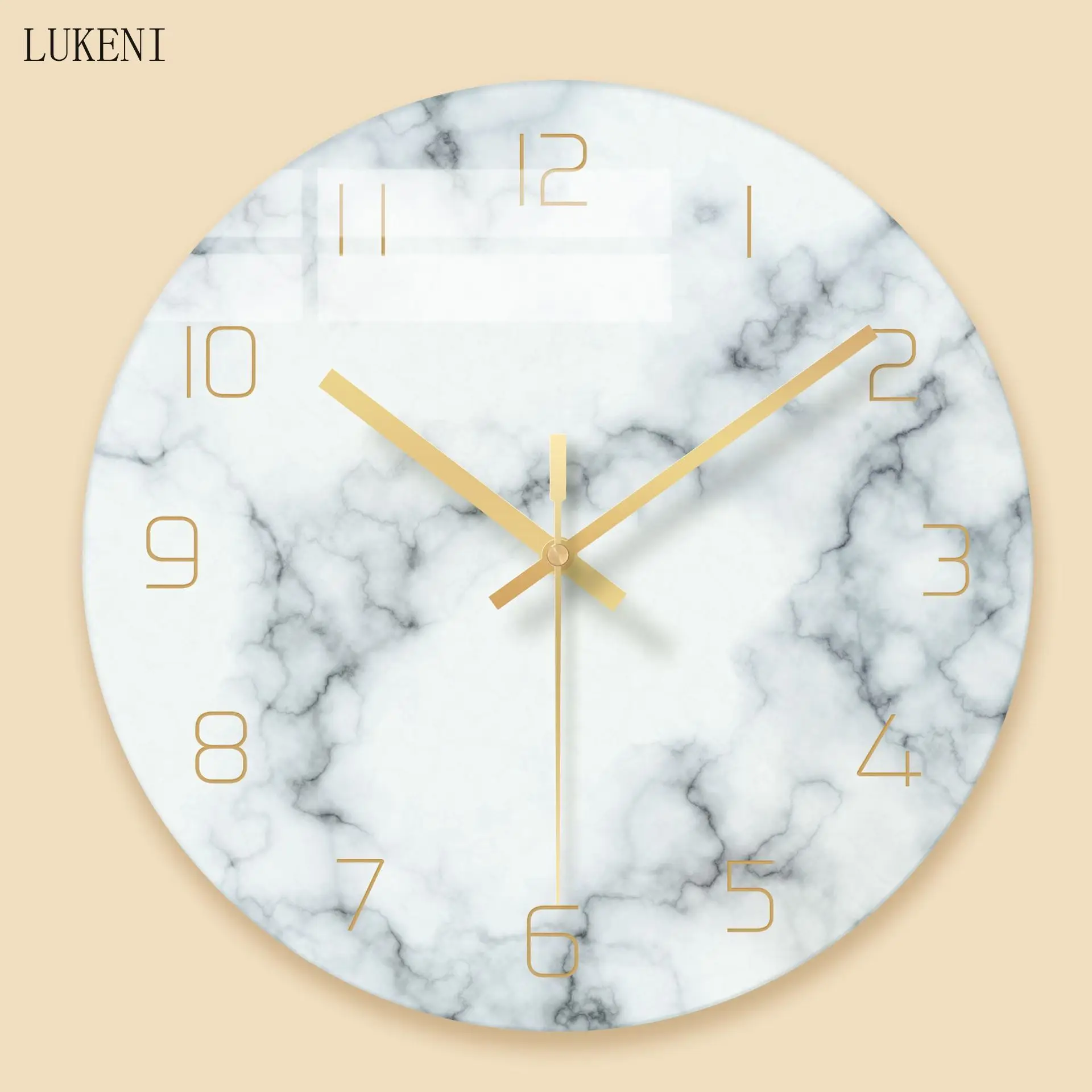 Настенные часы из закаленного стекла с белыми мраморными дорожками домашний