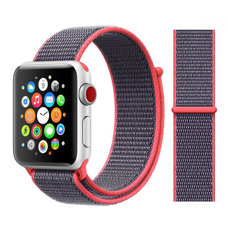 Для наручных часов Apple Watch, версии 3/2/1 38 мм 42 мм нейлон мягкий дышащий нейлон для наручных часов iWatch, сменный ремешок спортивный бесшовный series4/5 40 мм 44 мм - Цвет ремешка: Color3 Electric Pink