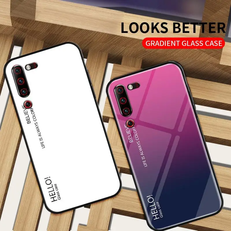 Цветной чехол из закаленного стекла для Lenovo Z5S Z6 Pro Z6Lite градиентная задняя крышка