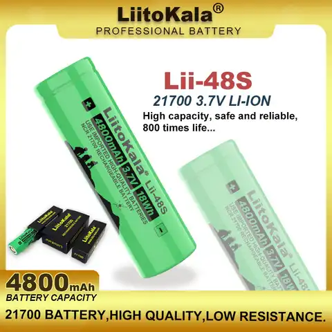 Аккумулятор LiitoKala, 3,7 в, 4800 мА · ч, 21700 А, 1-20 шт.