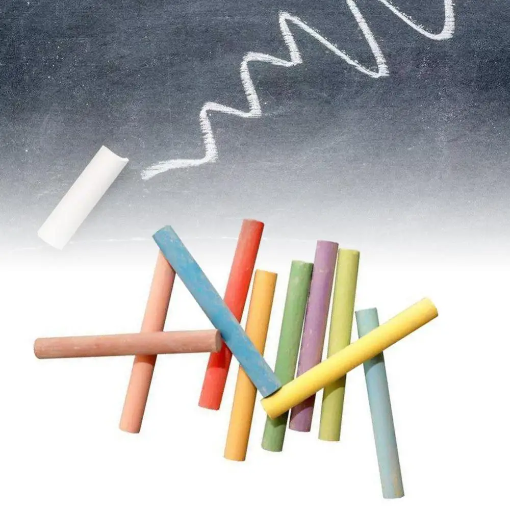 

12 Sticks Dustless Drawing Chalk School Office Supplies with Chalkboard Eraser