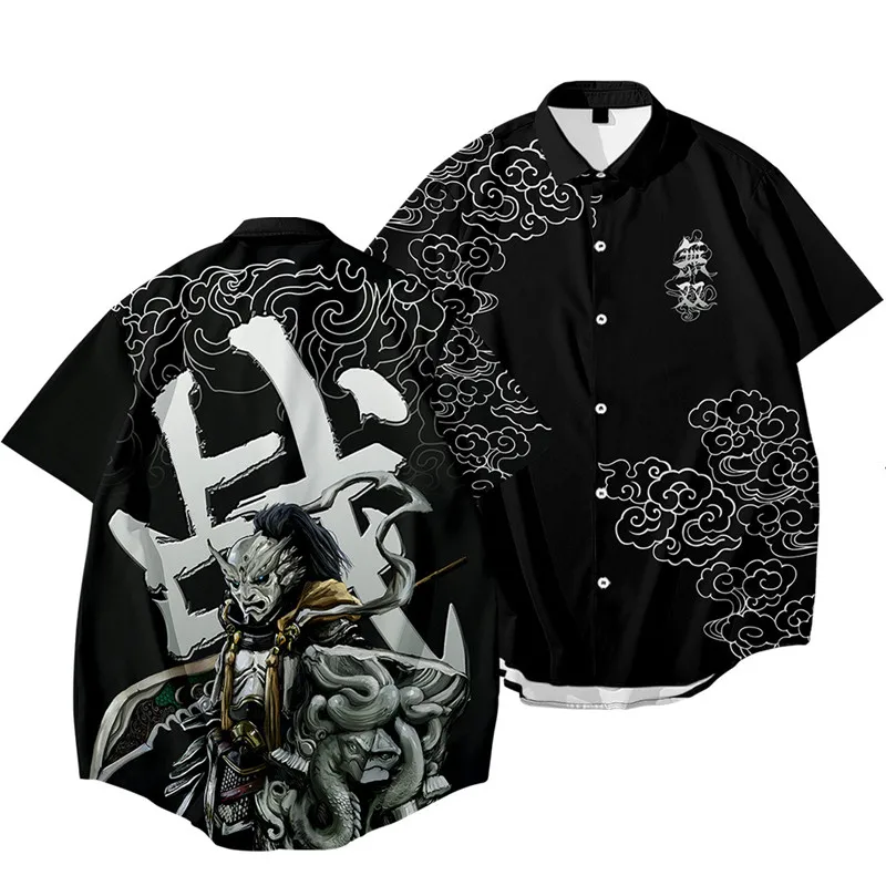 

New Arrival War No Double Printed Men Short Sleeve Hawaiian Streetwear Male Blouses Tops Japanese Beach Shirts Oversize 6XL