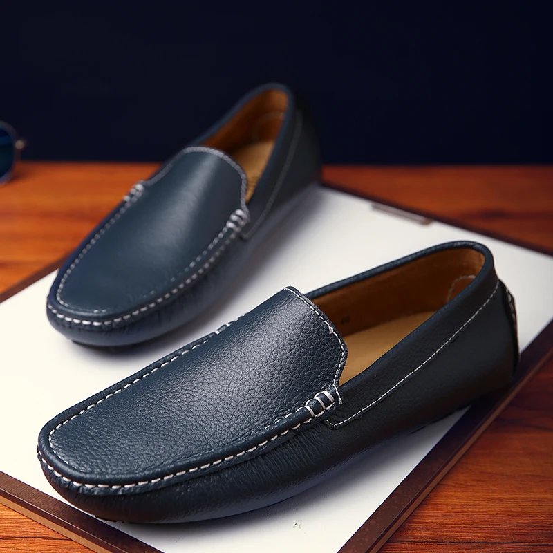 Туфли OZERSK мужские из натуральной кожи роскошные лоферы без застежки плоская