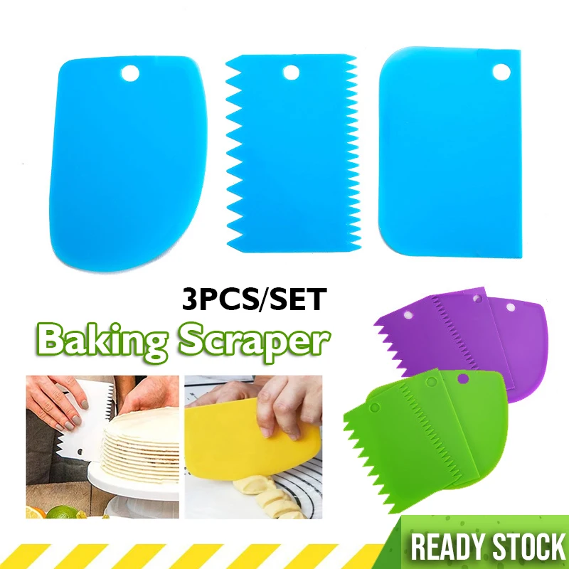 

3Pcs/Lot DIY Food Grade PP Baking Scraper for Cake Cream Pasty Cutters Irregular Teeth Edge Kichen Baking Tools