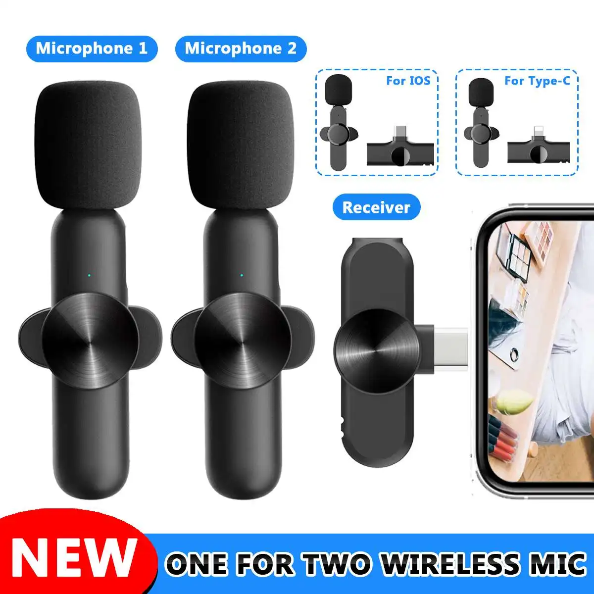 

2,4G беспроводной петличный микрофон, портативный мини-микрофон, запись аудио и видео для телефона iPhone, Android, живая игра, Фотокамера