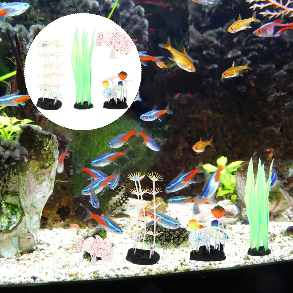 4 шт аквариум светящиеся коралловые завод искусственное водное растение