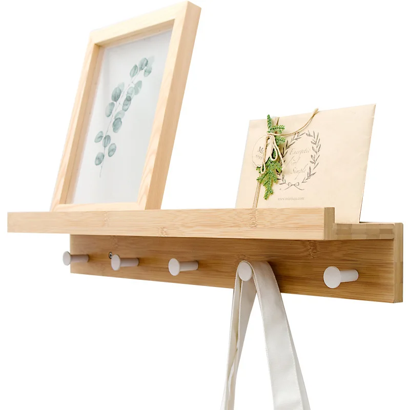 Wall Shelf Wood Clothes Rack Organizer Coat Hook Towel Hanger Holder Key | Дом и сад