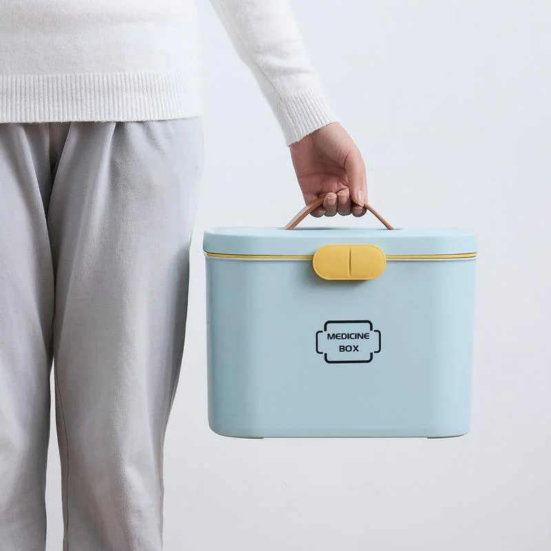 

Многофункциональная Семейная Аптечка для лекарств, 2-слойная портативная передвижная аптечка для выживания в кемпинге, аварийный контейнер для хранения лекарств DJB0052