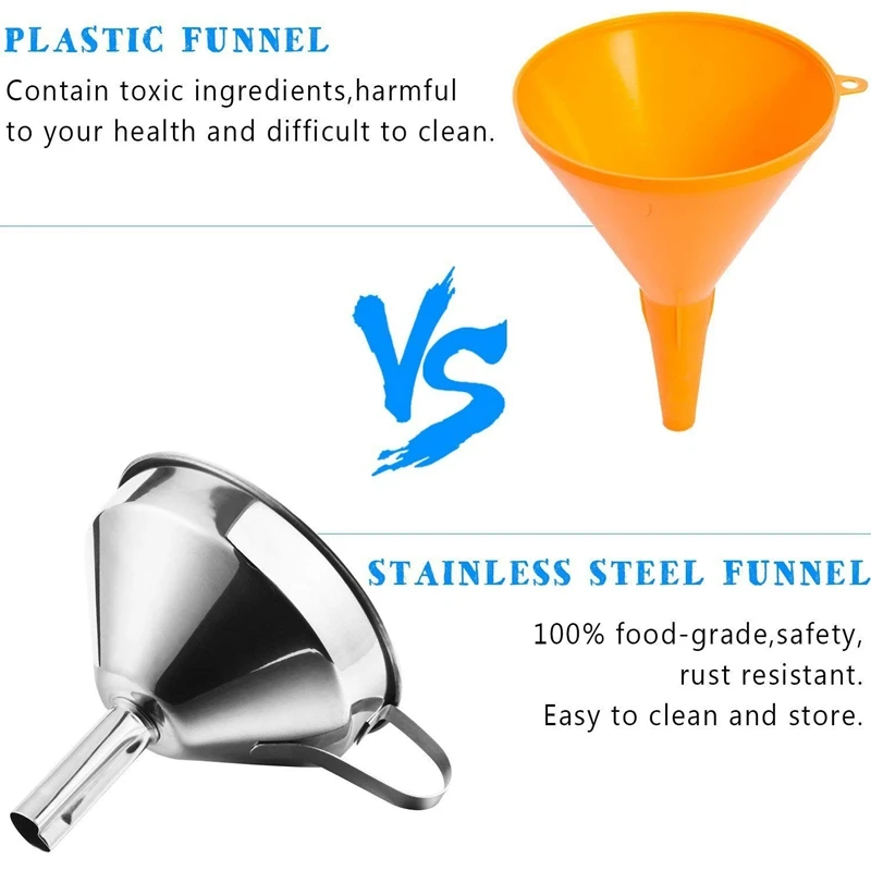 Мода нержавеющая сталь 5 шт кухонный фильтр воронка Набор из нержавеющей стали