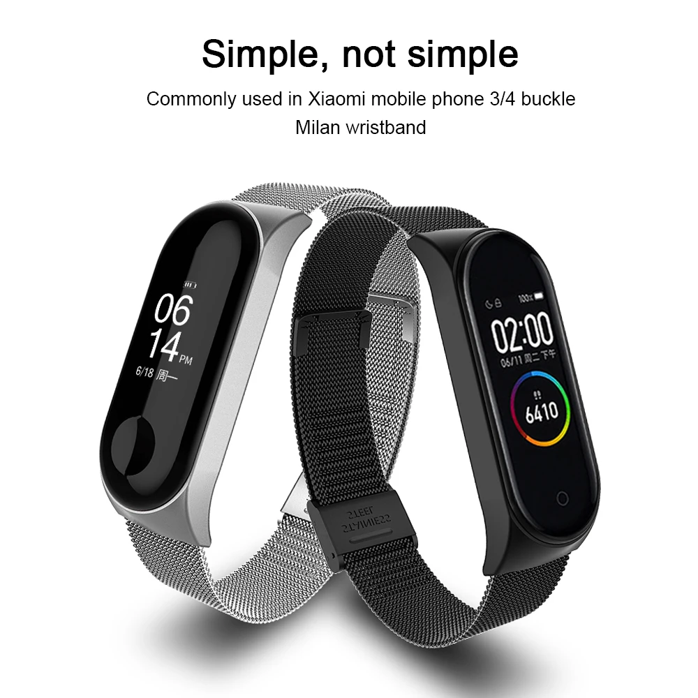 Браслет из нержавеющей стали с металлическим ремешком для Xiaomi Mi Band 3 4 сменный